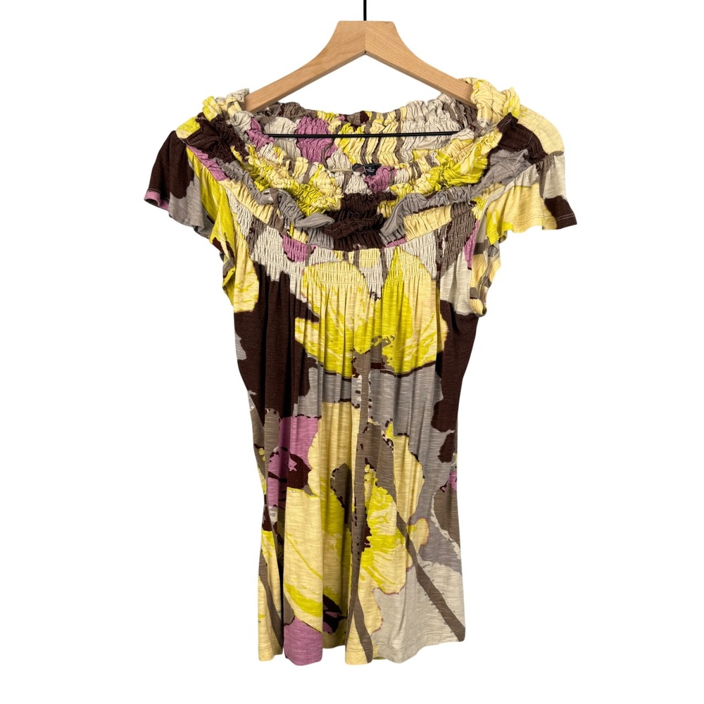 One September Top Size‎ Medium Smocked Floral Off Shoulder Top Blouse Multicolor - Picture 4 of 13